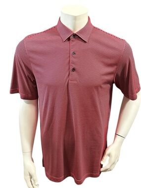Greg Norman Men’s Polo Shirt Striped Pink Black Short Sleeve M